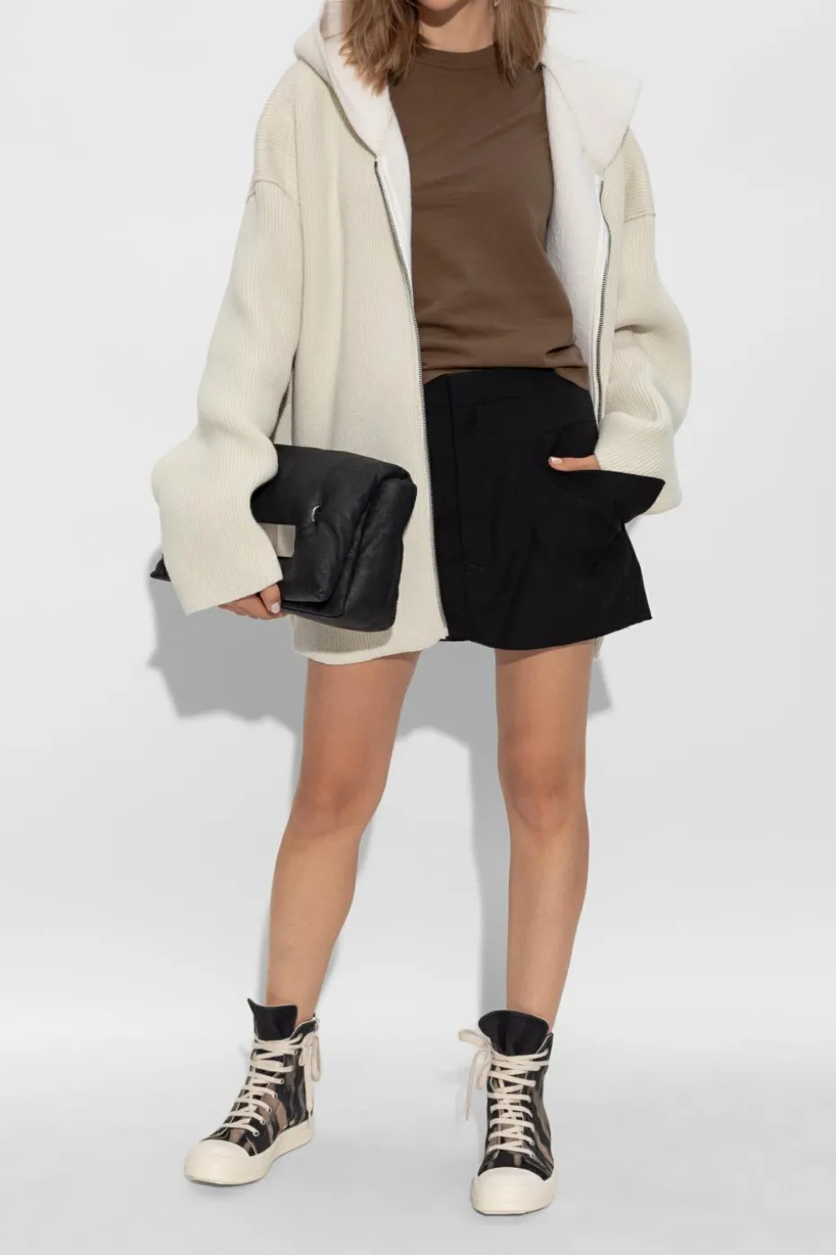 Rick Owens BRĄZOWY Top `Cropped Level T`