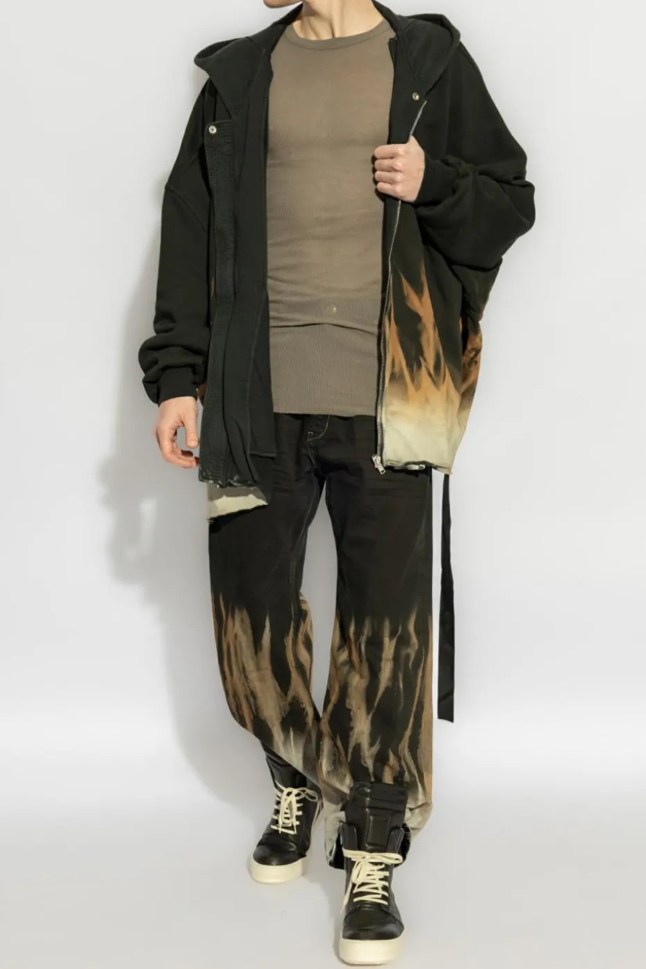 Rick Owens BRĄZOWY T-shirt z długim rękawem