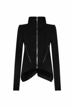 Rick Owens CZARNY Asymetryczna kurtka z szerokim kołnierzem