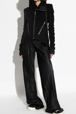 Rick Owens CZARNY Asymetryczna kurtka z szerokim kołnierzem