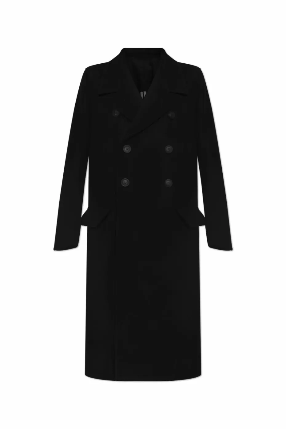 Rick Owens CZARNY Dwurzędowy płaszcz