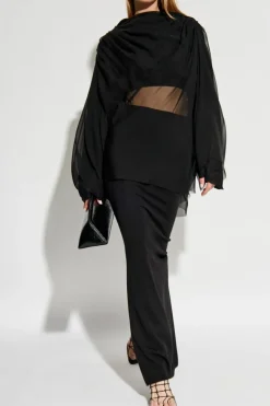 Rick Owens CZARNY Jedwabny top `Claudette`