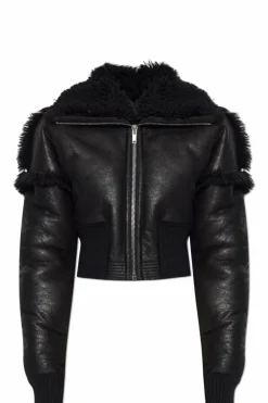 Rick Owens CZARNY Krótka kurtka skórzana