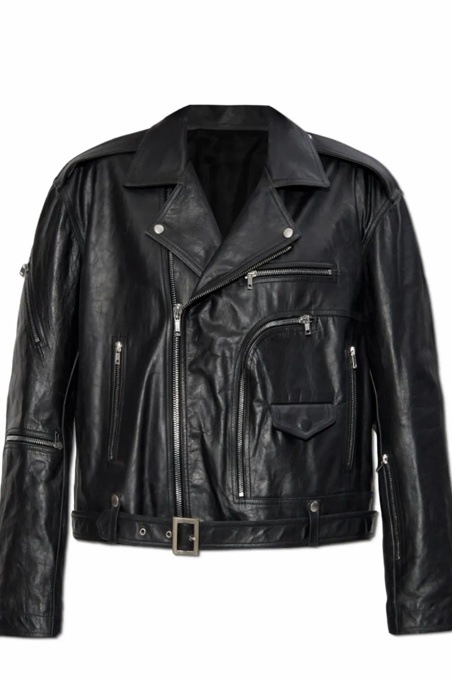 Rick Owens CZARNY Skórzana kurtka `Cropped Jumbo Bauhaus Stooges`