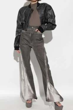 Rick Owens CZARNY Skórzana kurtka `Girdered`