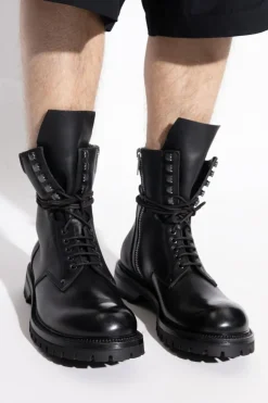 Rick Owens CZARNY Skórzane buty `Army Low`