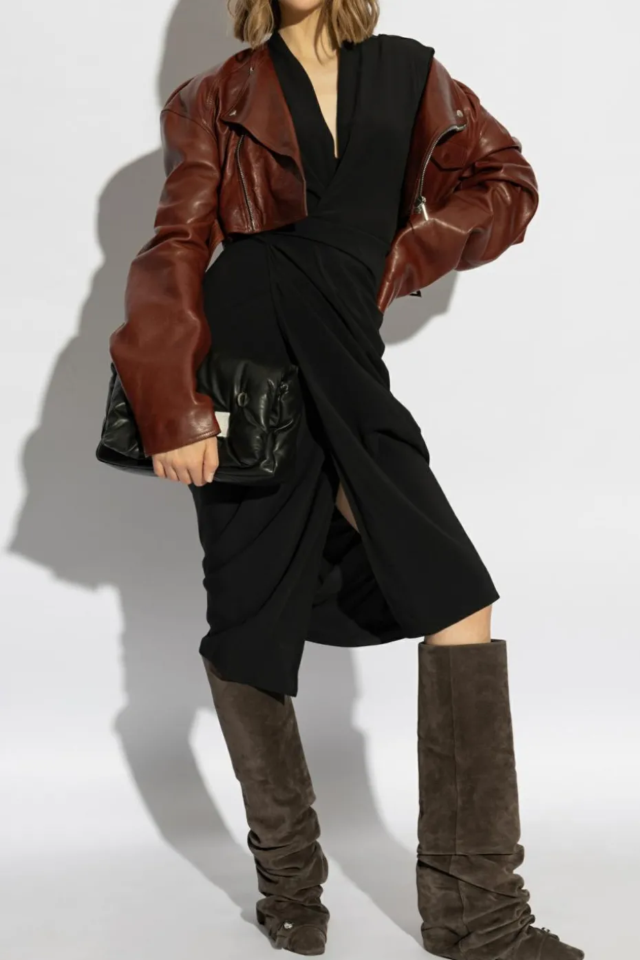 Rick Owens CZARNY Sukienka `Wrap`
