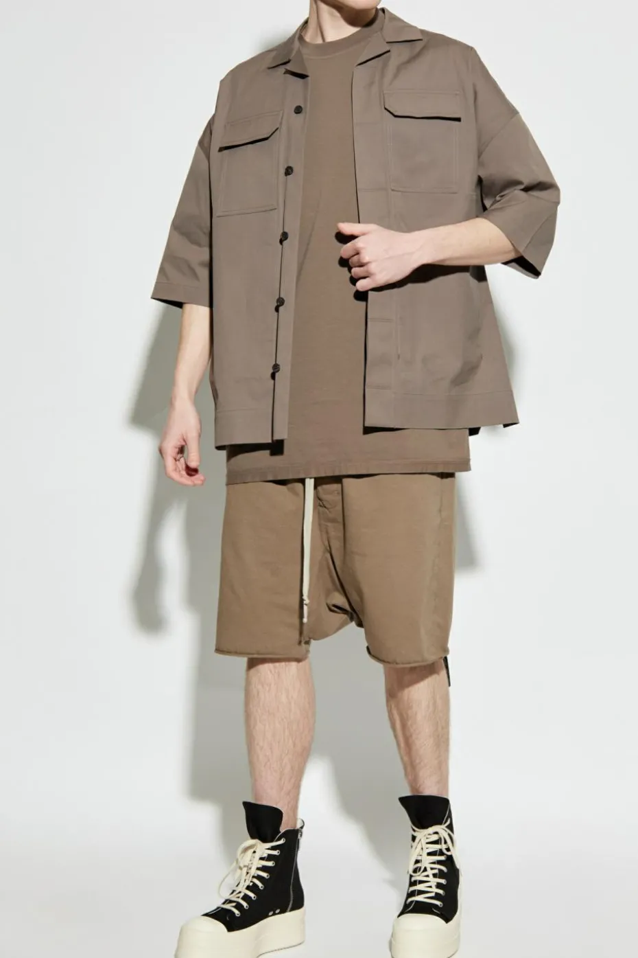 Rick Owens DRKSHDW BRĄZOWY Bawełniany t-shirt