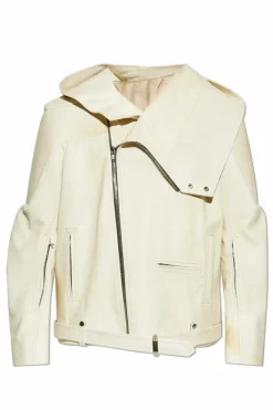 Rick Owens kremowy Skórzana kurtka `Stooges`