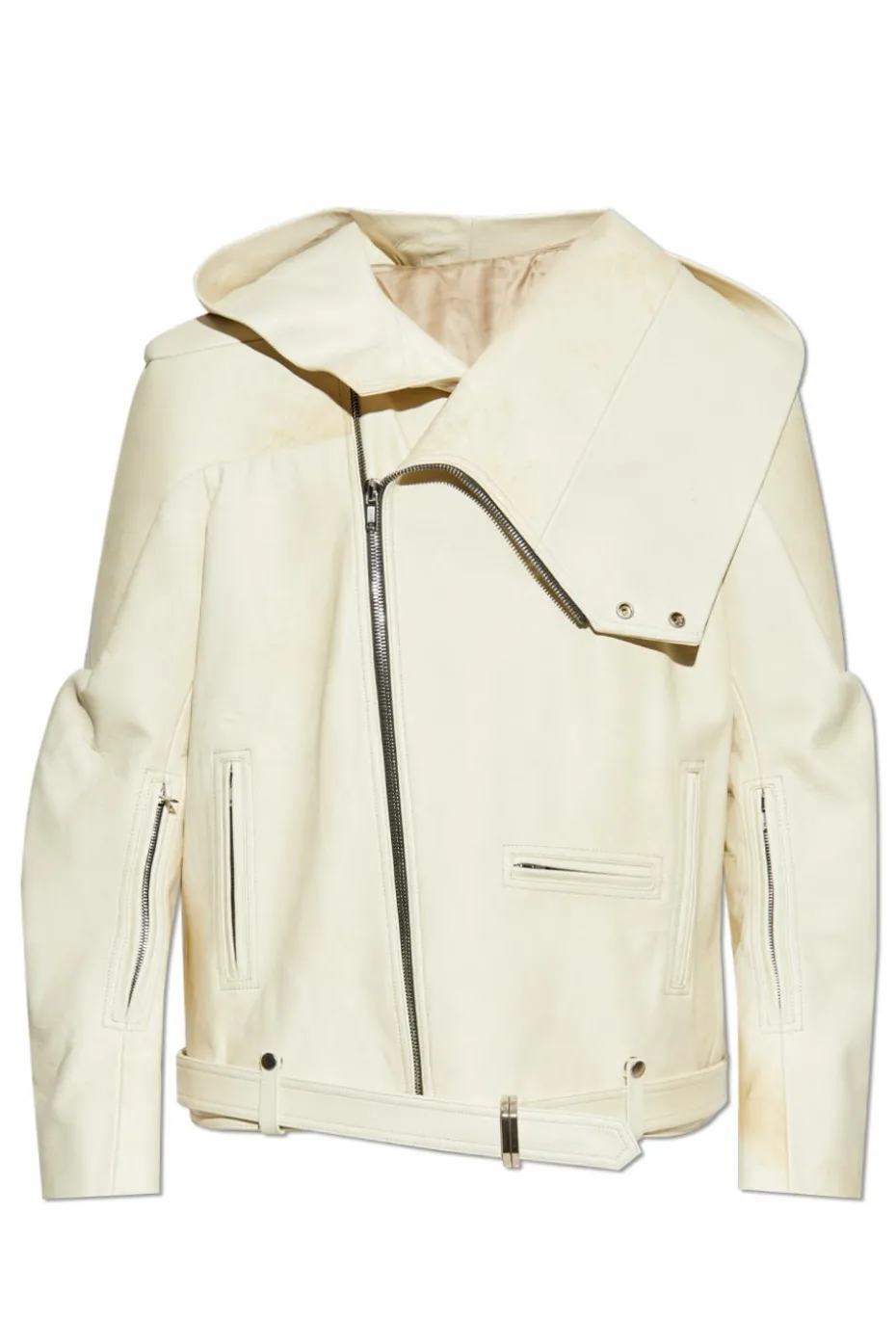 Rick Owens kremowy Skórzana kurtka `Stooges`