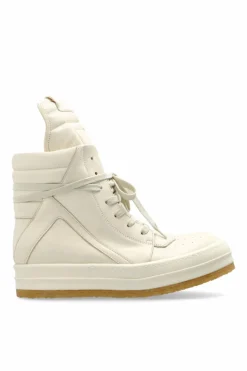 Rick Owens kremowy Skórzane buty `Creep Geobasket`