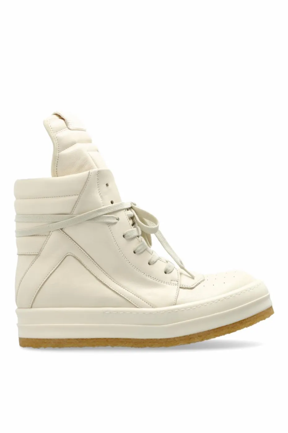 Rick Owens kremowy Skórzane buty `Creep Geobasket`