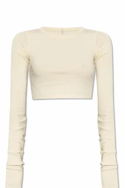 Rick Owens kremowy Top `LS Crop T`