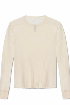 Rick Owens kremowy T-shirt `Level LS T`