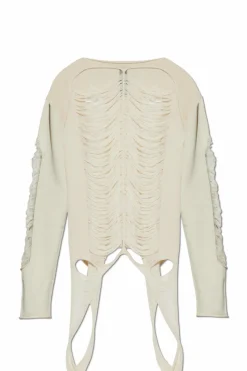 Rick Owens kremowy Wełniany sweter `LS`