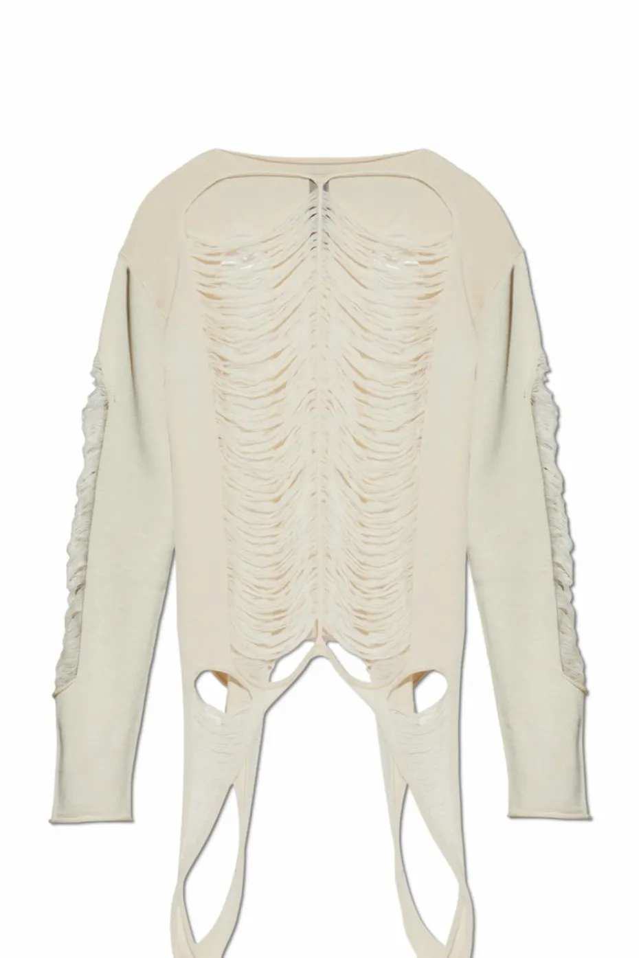 Rick Owens kremowy Wełniany sweter `LS`