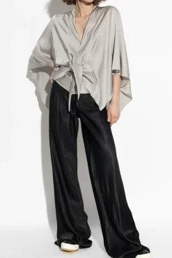 Rick Owens SZARY Top z dekoracyjnym wiązaniem