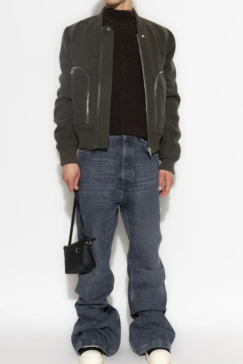 Rick Owens ZIELONY Wełniana kurtka typu `bomber`