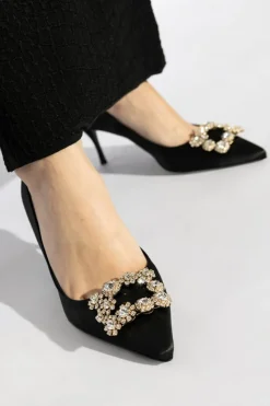 Roger Vivier CZARNY Satynowe buty na obcasie ‘Efflorescence’