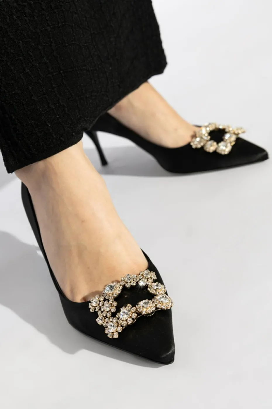 Roger Vivier CZARNY Satynowe buty na obcasie ‘Efflorescence’