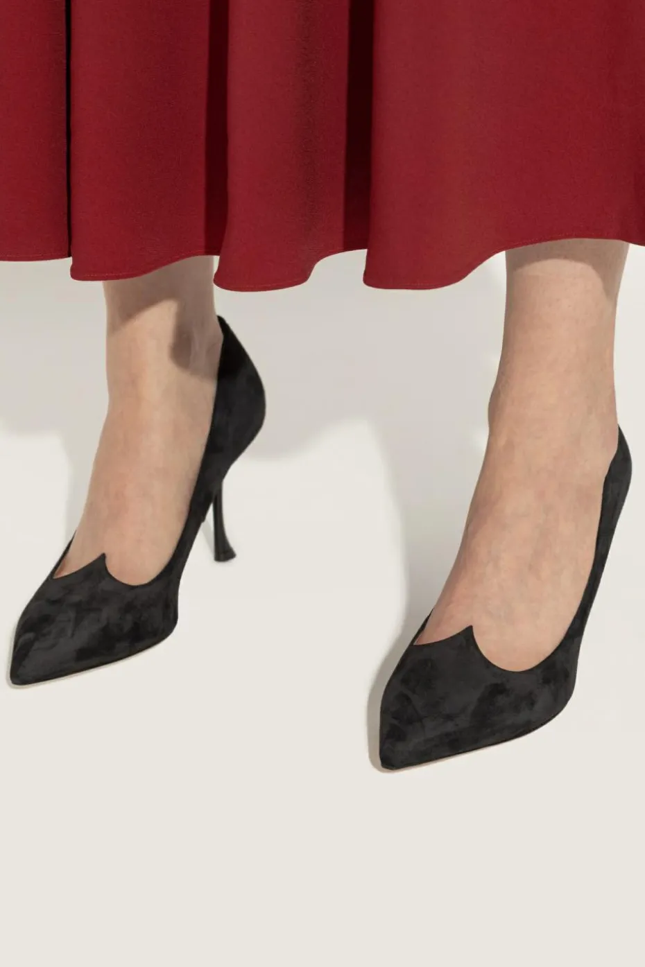 Roger Vivier CZARNY Zamszowe buty na obcasie `I Love`