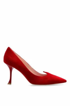 Roger Vivier CZERWONY Zamszowe buty na obcasie ‘I Love Vivier’