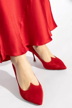 Roger Vivier CZERWONY Zamszowe buty na obcasie ‘I Love Vivier’