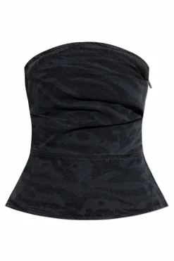 ROTATE CZARNY Jeansowy top z odkrytymi ramionami