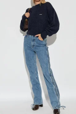 ROTATE GRANATOWY Sweter z logo