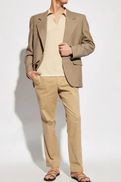 Saint Laurent beżowy Bawełniane spodnie