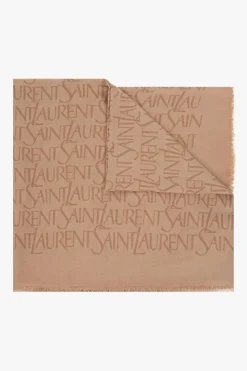 Saint Laurent beżowy Chusta z monogramem