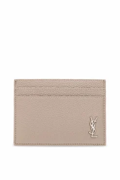 Saint Laurent beżowy Etui na karty z logo
