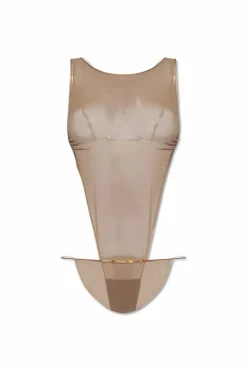 Saint Laurent beżowy Jedwabne body