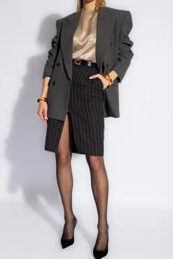 Saint Laurent beżowy Jedwabny top bez rękawów