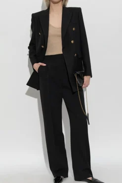Saint Laurent beżowy Top z lureksową nicią