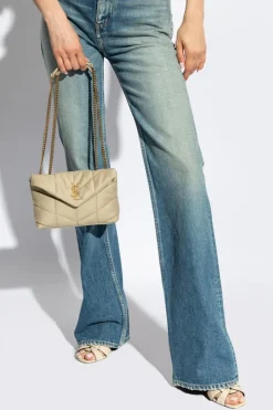 Saint Laurent beżowy Torba na ramię `LouLou Mini`