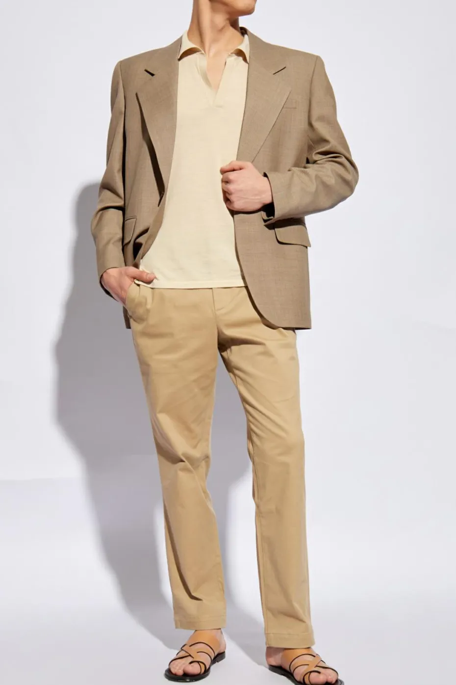 Saint Laurent beżowy Wełniane polo