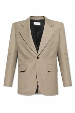 Saint Laurent beżowy Wełniana marynarka