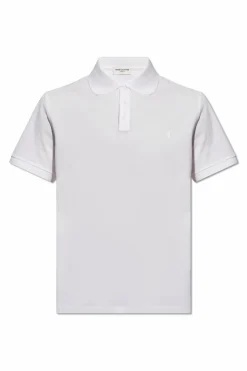 Saint Laurent BIAŁY Bawełniane polo z logo
