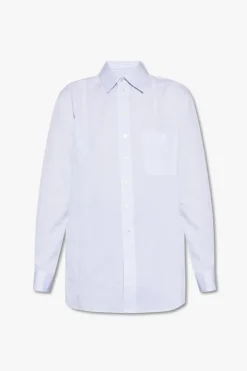 Saint Laurent BIAŁY Koszula ze wzorem w prążki