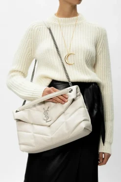 Saint Laurent BIAŁY Torba na ramię ‘Loulou Puffer’