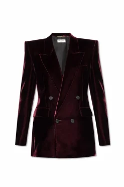 Saint Laurent BORDO Aksamitna dwurzędowa marynarka