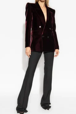 Saint Laurent BORDO Aksamitna dwurzędowa marynarka