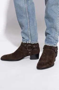 Saint Laurent BRĄZOWY Botki na obcasie `Wyatt`