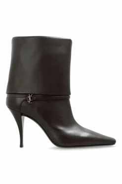 Saint Laurent BRĄZOWY Botki na obcasie `Ricky`