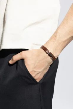Saint Laurent BRĄZOWY Bransoleta z logo