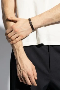 Saint Laurent BRĄZOWY Bransoleta z logo