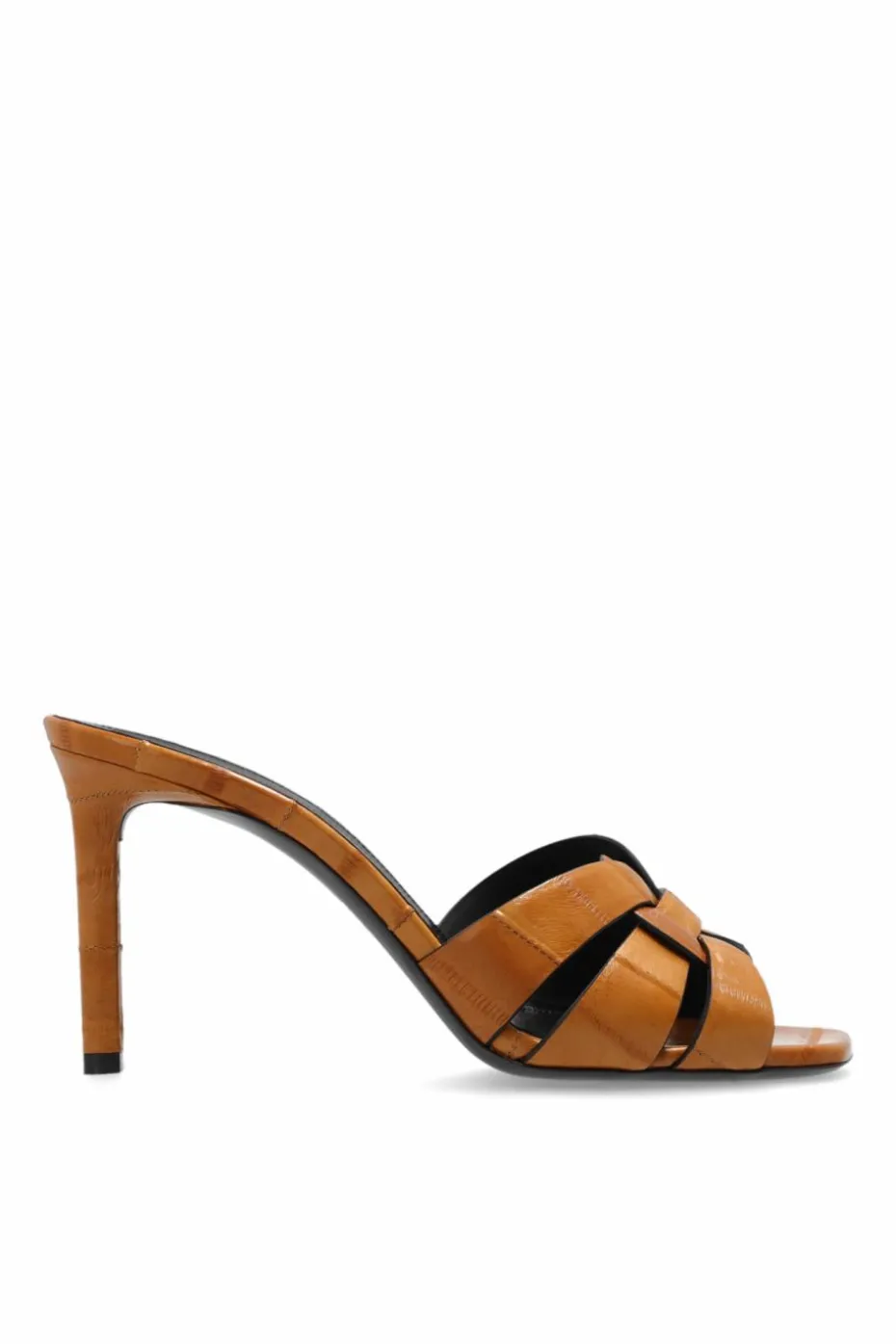 Saint Laurent BRĄZOWY Klapki na obcasie
