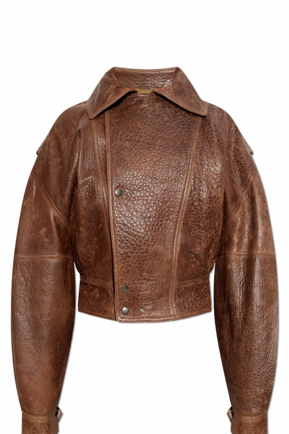 Saint Laurent BRĄZOWY Kurtka z jagnięcej skóry