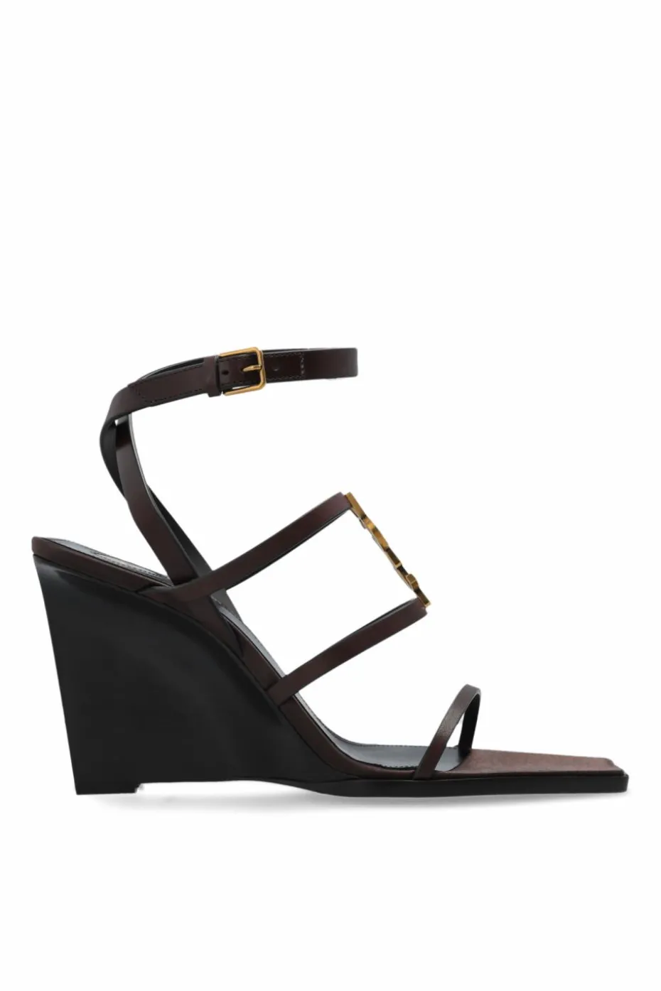 Saint Laurent BRĄZOWY Sandały na koturnie `Cassandra`